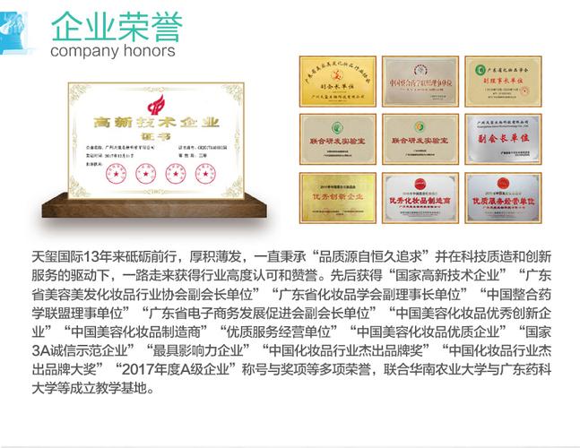 广州天玺生物科技是集产品研发,生产,营销为一体的化妆品加工